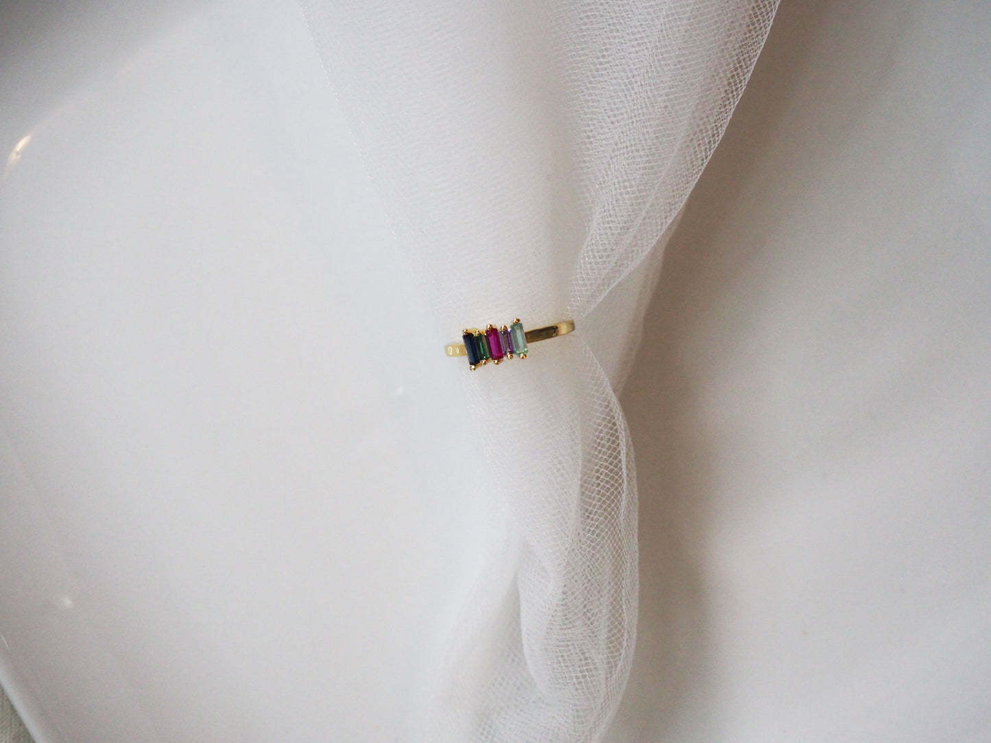 Beautiful Multi-Color Zircon Ring Gold Plated 18k