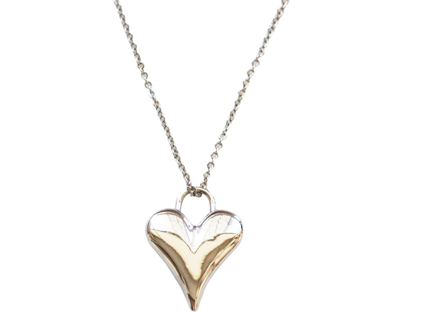 Silver Heart Necklace Plated Silver