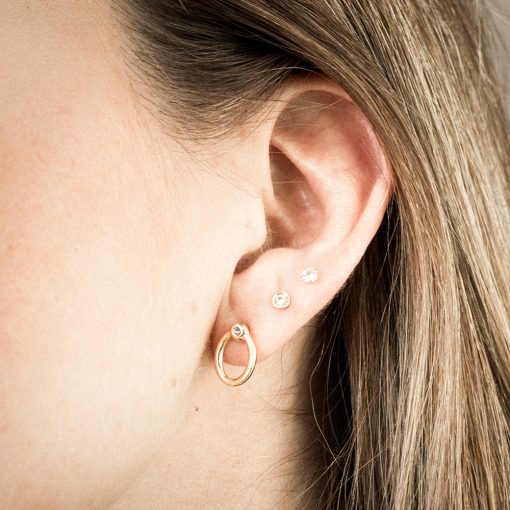 Oval Zircon Earrings – 22k Gold Plated-Waterproof