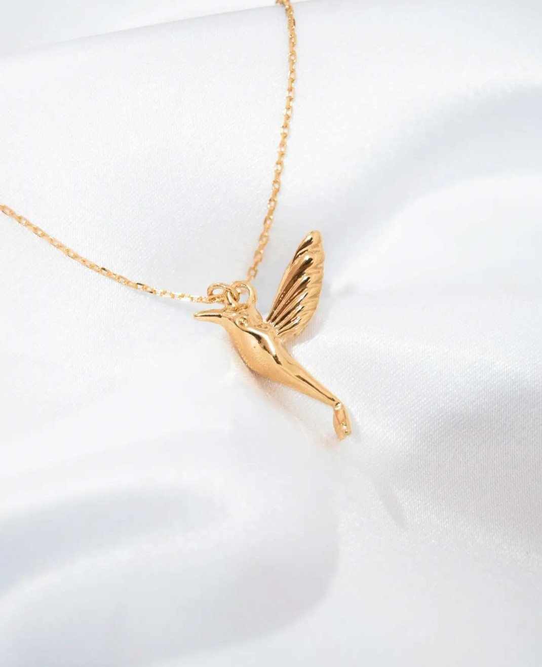 Hummingbird Necklace – 22K Gold-Plated Hummingbird Pendant