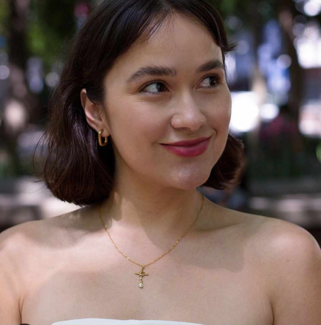 22K Gold-Plated Star Necklace with Crystal and Zircon Pendant