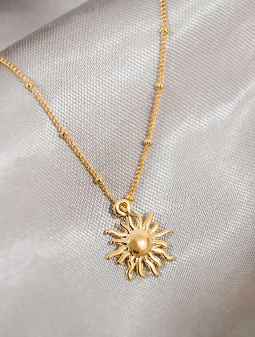Sun Pendant Necklace Gold Plated 22k