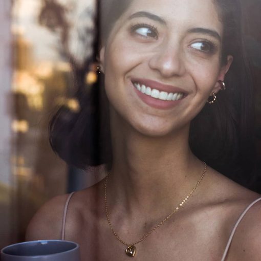 Romantic White Zircons Heart Necklace – 22k Gold Plated