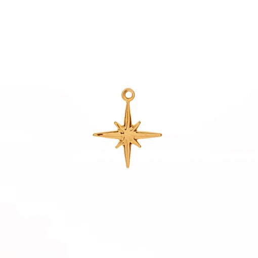 North Star Pendant Necklace Gold Plated 22k