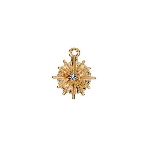 Coin Star Pendant Necklace Gold Plated 22k with White Zircon