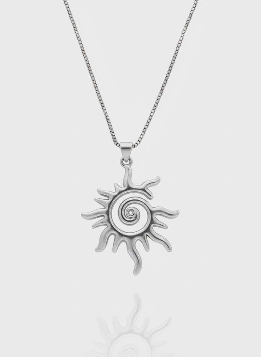 Ocean Sun Pendant Necklace for Women – Silver Plated