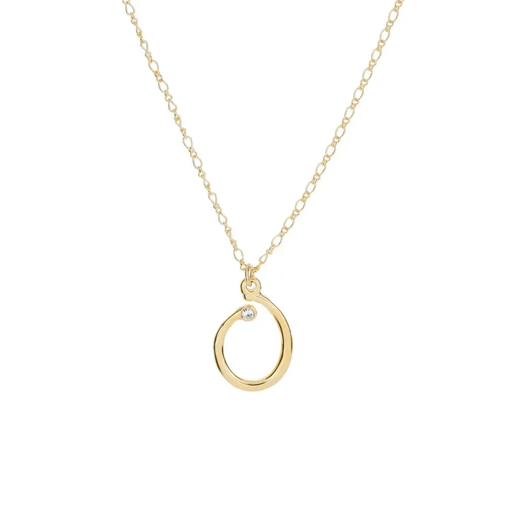 Necklace oval with crystal – 22K Gold Plated