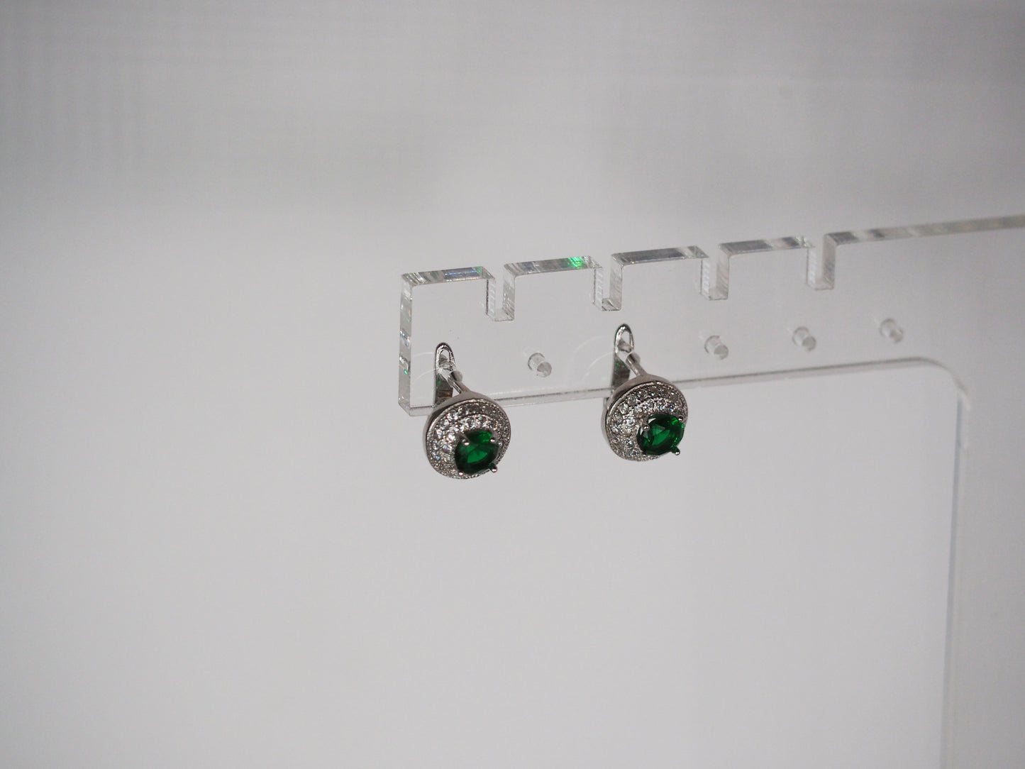 Green Huggies with Zirconia - Sterling Silver 925