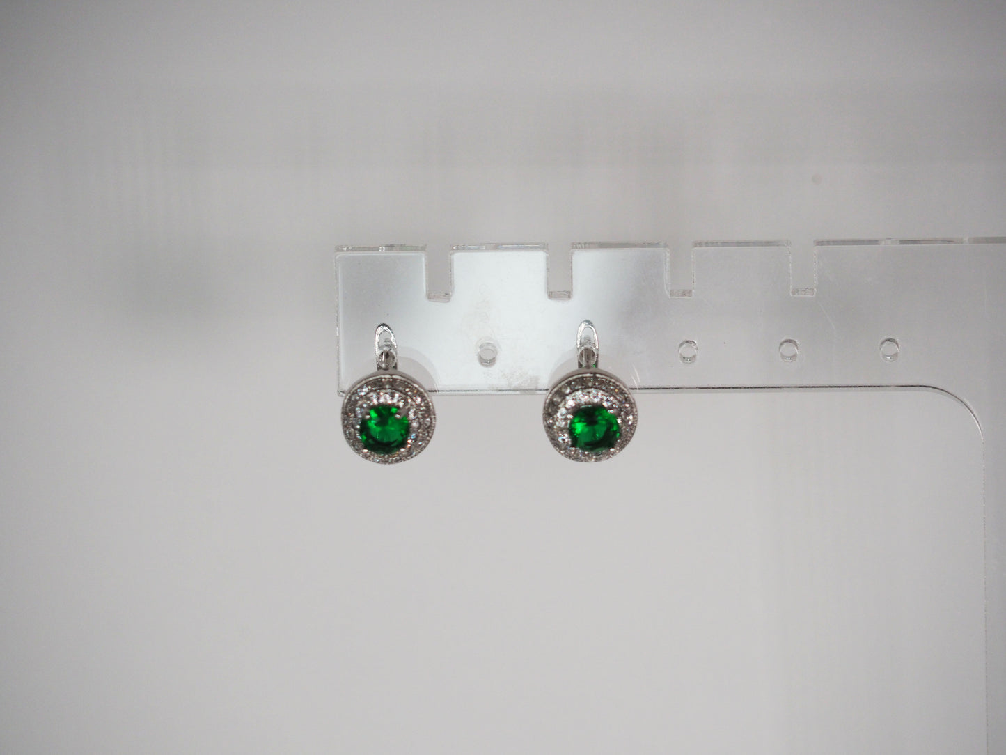 Green Huggies with Zirconia - Sterling Silver 925