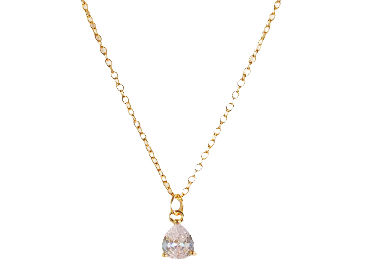 Drop Zircon Necklace – 18K Gold-Plated