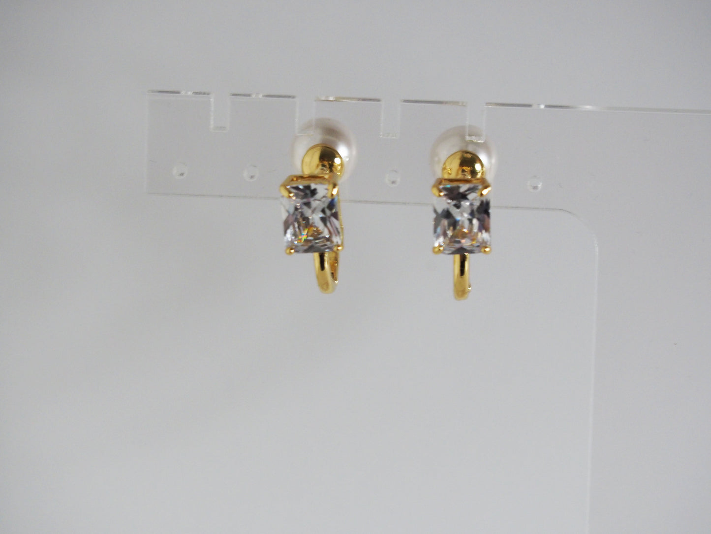 Huggies Zircon and Pearl Gold Plated 18k Earrings