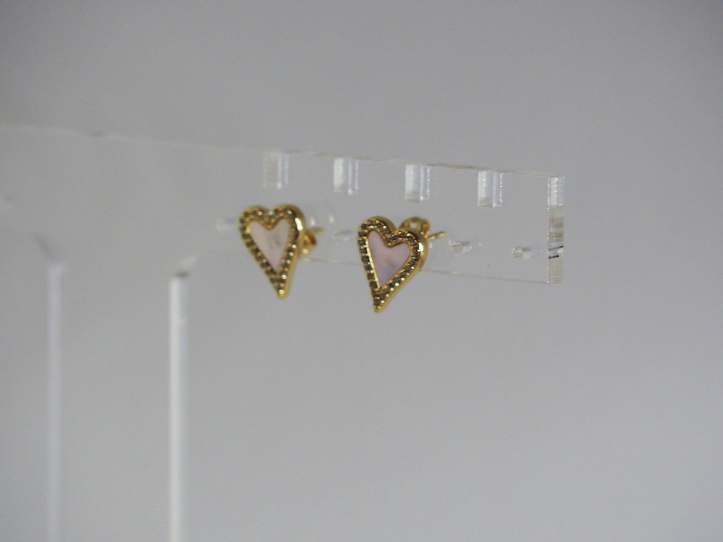 Heart Shaped Earrings with Mother of Pearl