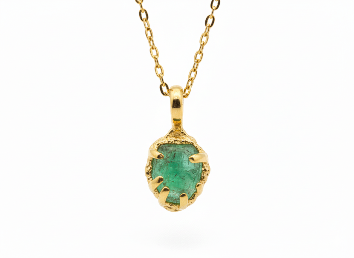 Green Stone Necklace – 18k Gold Plated