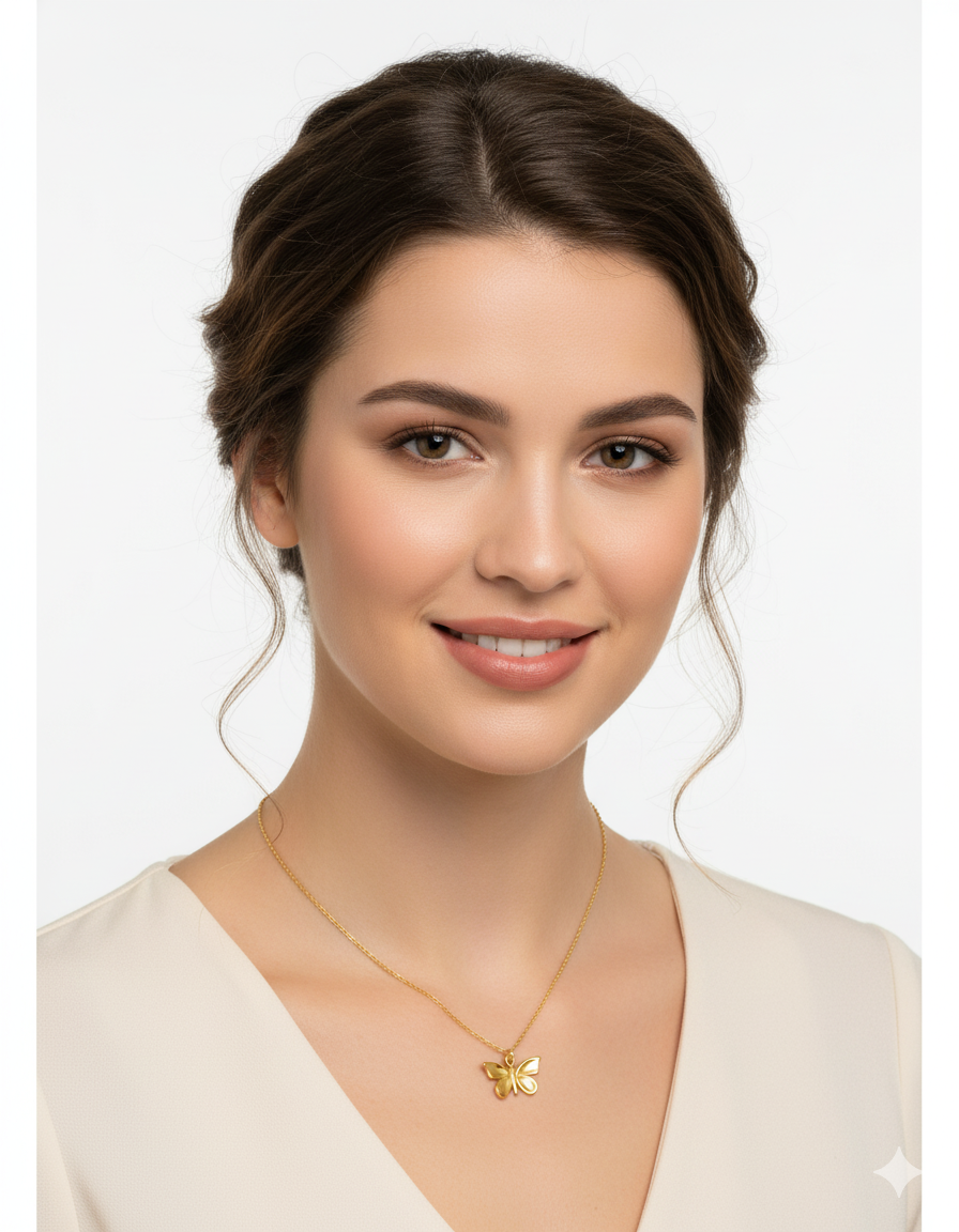 Butterfly Pendant Necklace | 22K Gold Plated