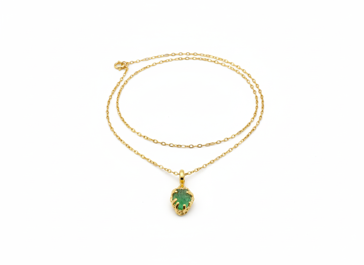Green Stone Necklace – 18k Gold Plated