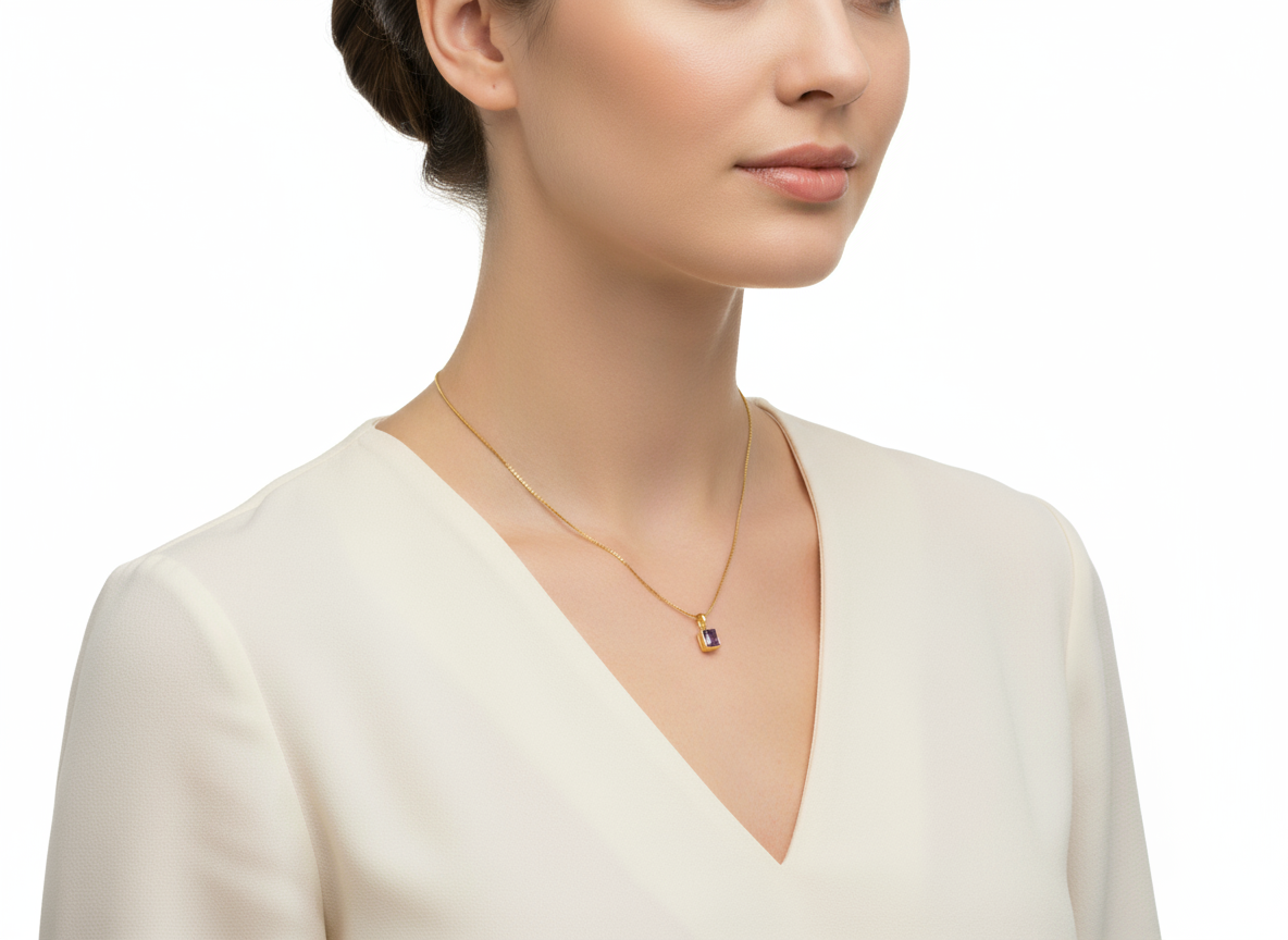 Zirconia Colors Pendant Necklace | 18K Gold Plated | Length: 17.5 inches