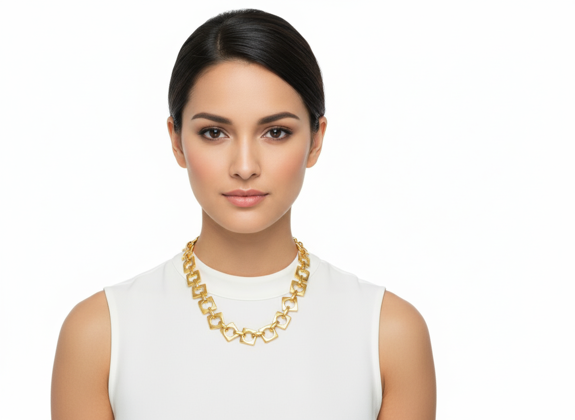 18K Gold-Plated Chunky Square Chain Necklace