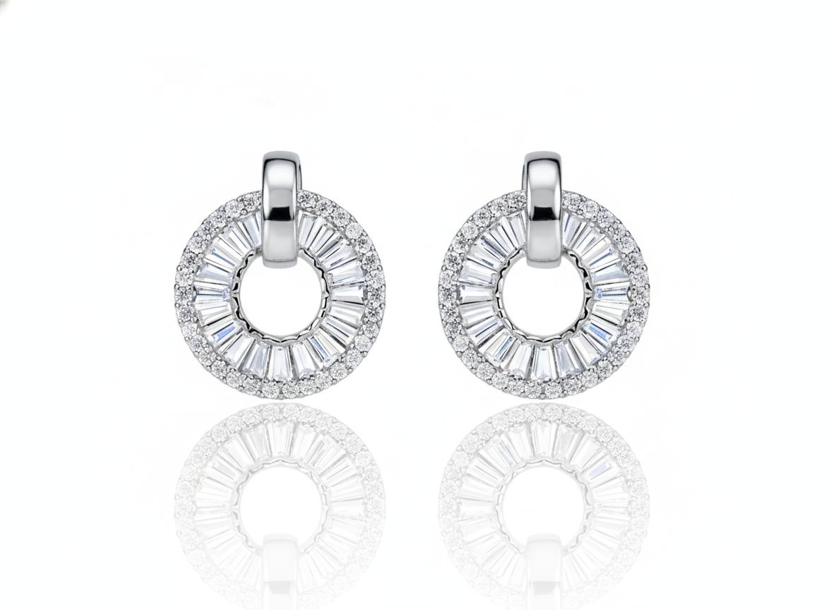 Elegant Circle Earrings with Zirconia - Sterling Silver 925