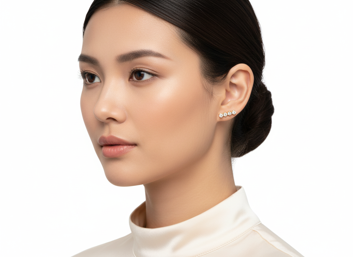 Stick Earrings with Zircons Gold Plated 18k