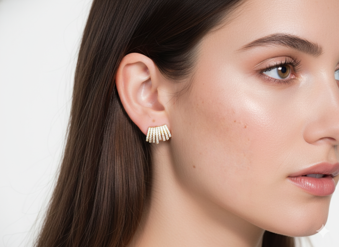 18k Gold Plated Zircon Waterfall Earrings