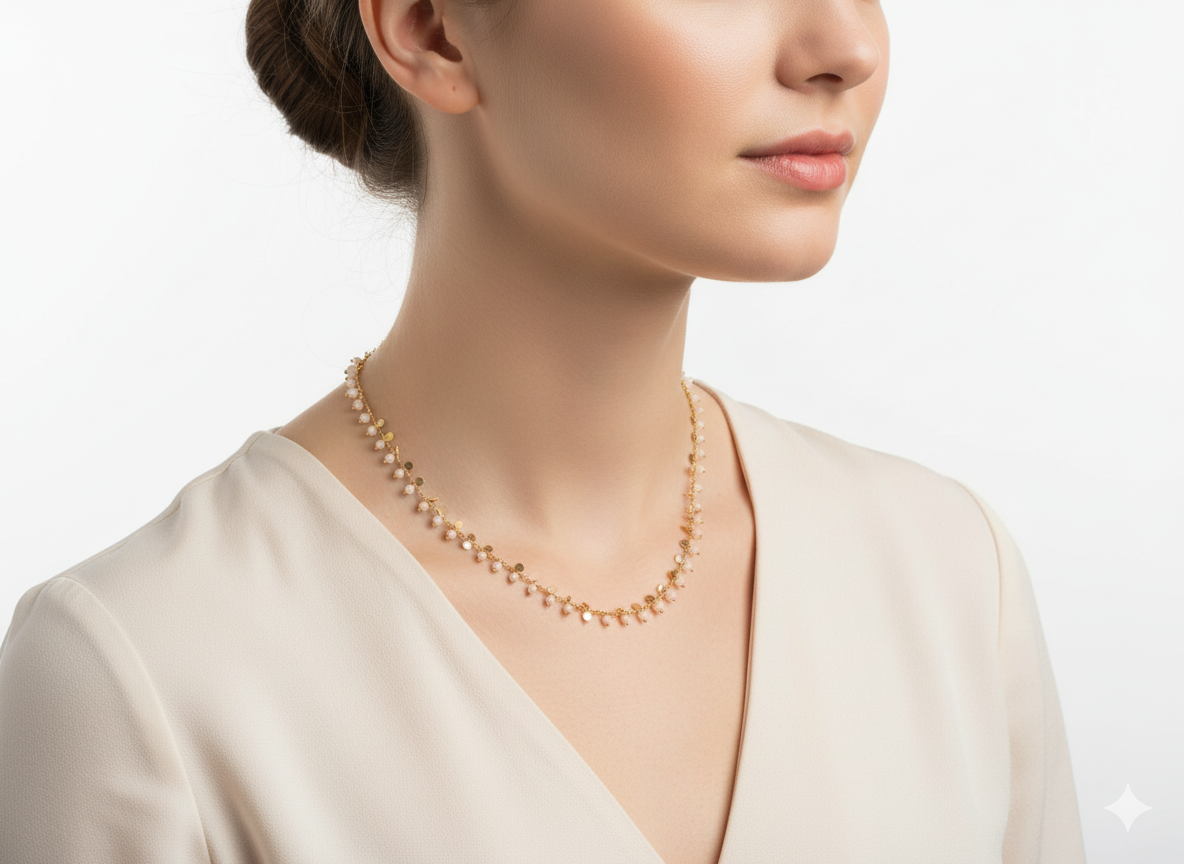 18K Gold-Plated Pink Crystals & Coins Necklace