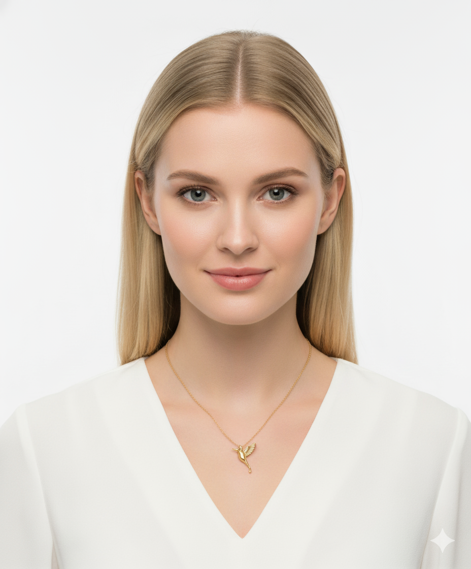 Hummingbird Necklace – 22K Gold-Plated Hummingbird Pendant