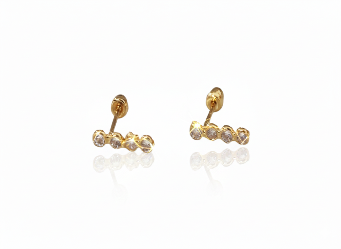 Stick Earrings with Zircons Gold Plated 18k