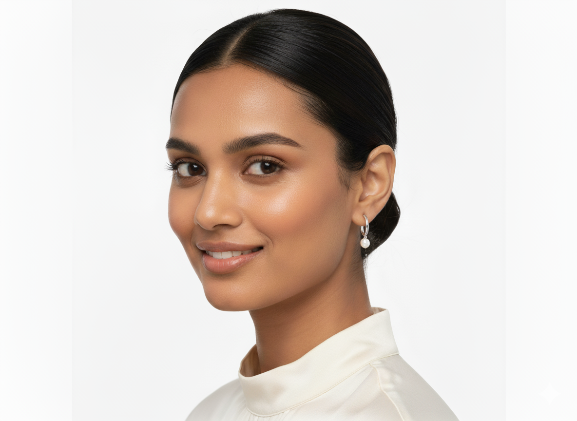 Silver Plated Hoops with Pearl