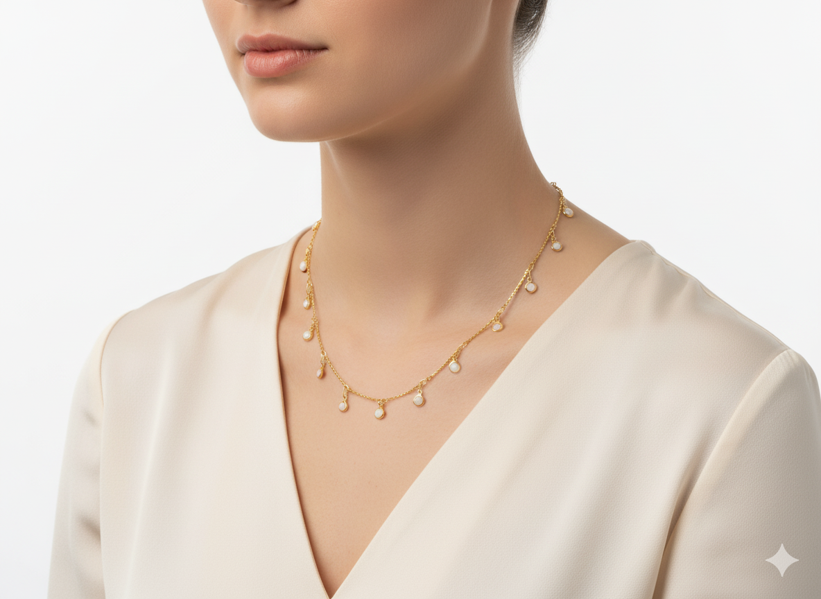 White Stones Necklace – 18k Gold Plated
