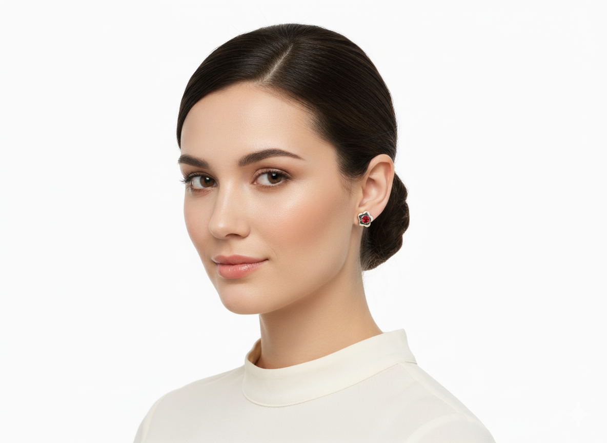 Flower Zirconia Earrings Sterling Silver 925