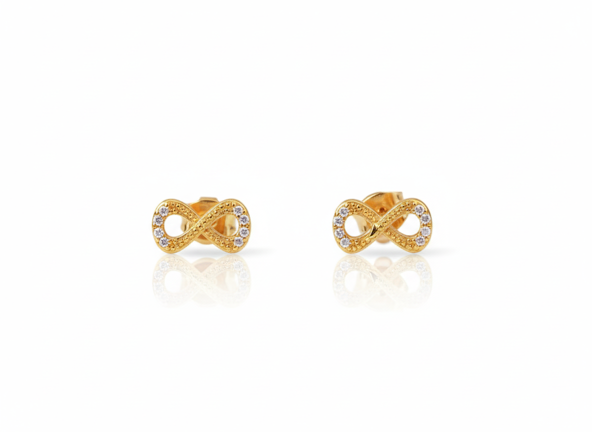 Infinite Earrings with Zircons Gold Plated 18k