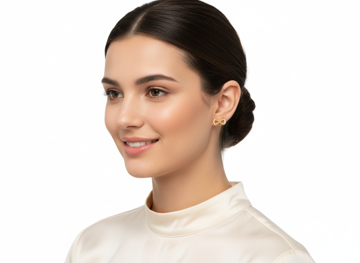 Infinite Earrings with Zircons Gold Plated 18k