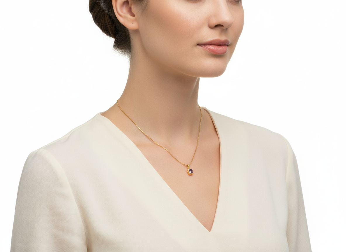 Zirconia Colors Pendant Necklace | 18K Gold Plated | Length: 17.5 inches