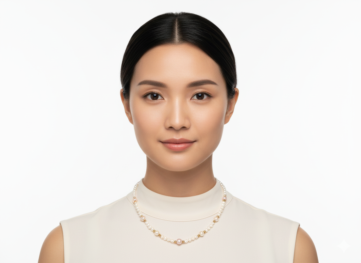 Mini Freshwater Pearl Necklace with Pink Pearls-