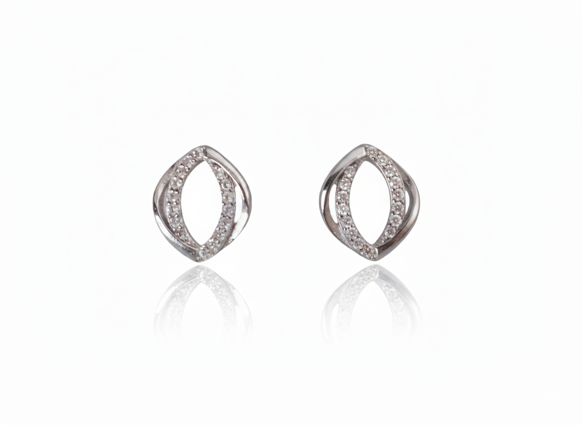 Rhombus Zirconia Earrings in Sterling Silver 925