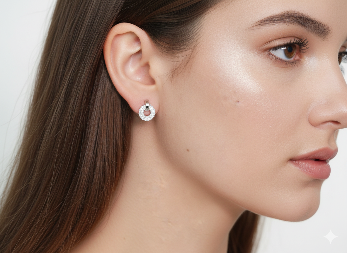 Elegant Circle Earrings with Zirconia - Sterling Silver 925