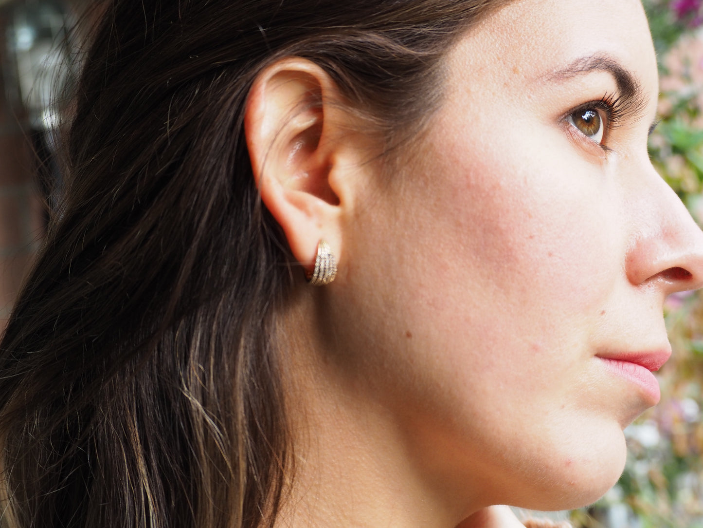 Fan Earrings with Mini White Zircons - Gold Plated 18k
