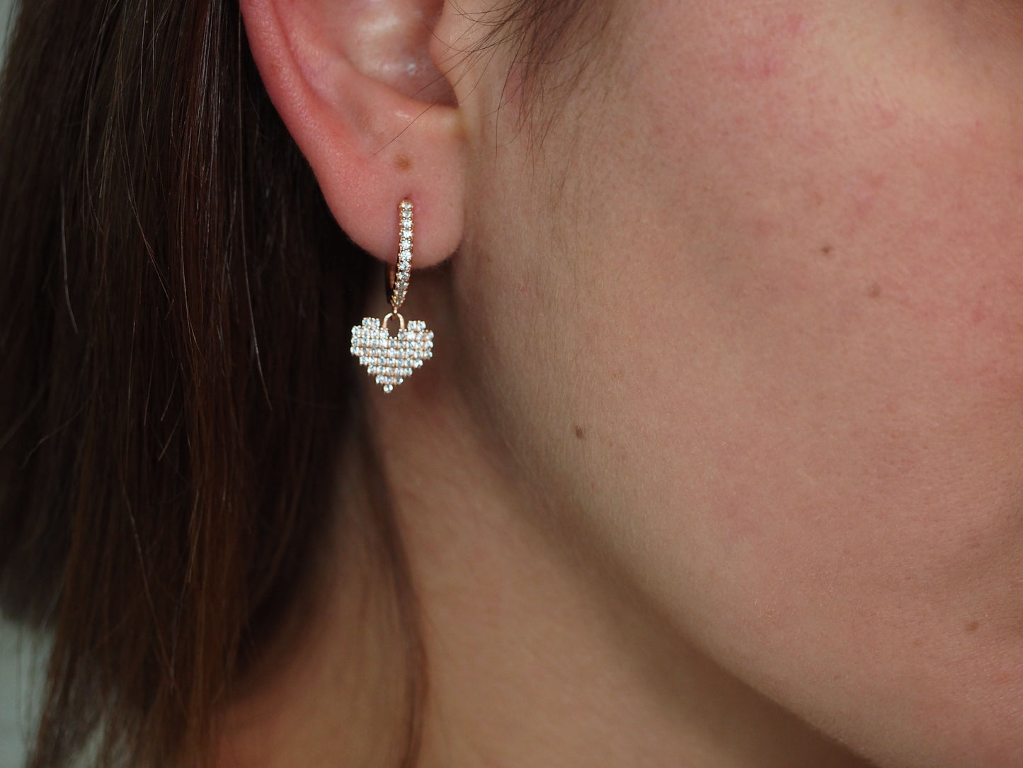 Huggies Rose Heart Sterling Silver 925 with White Zircons