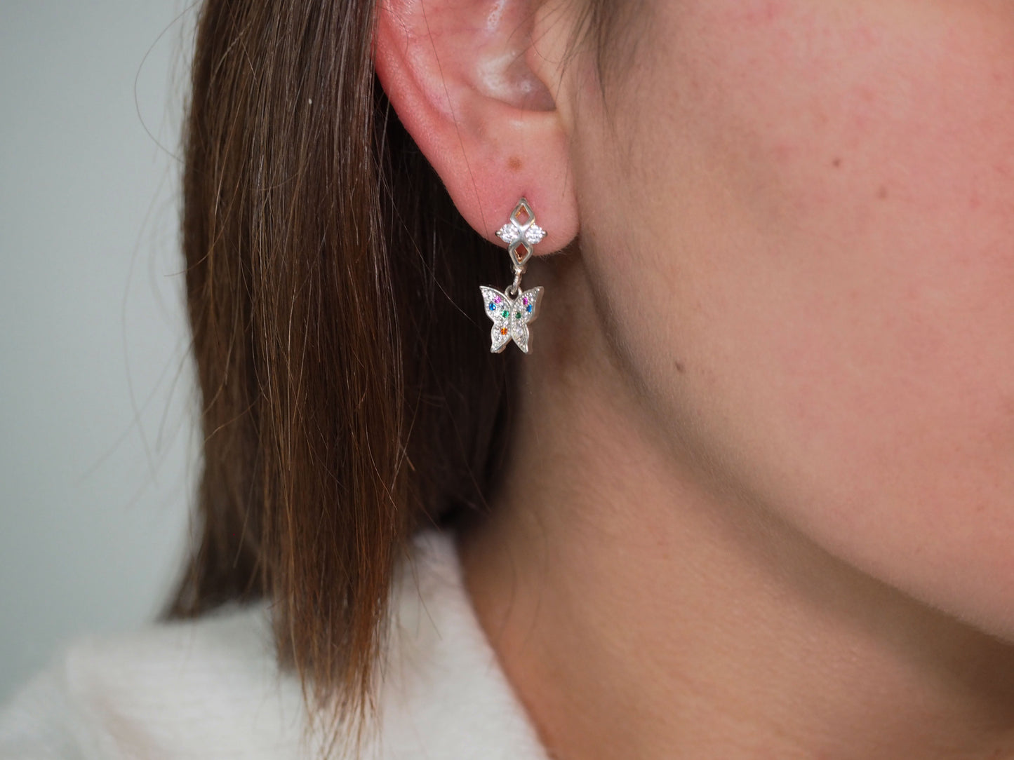 Colors Hoops Butterfly - Sterling Silver 925 with Zirconia