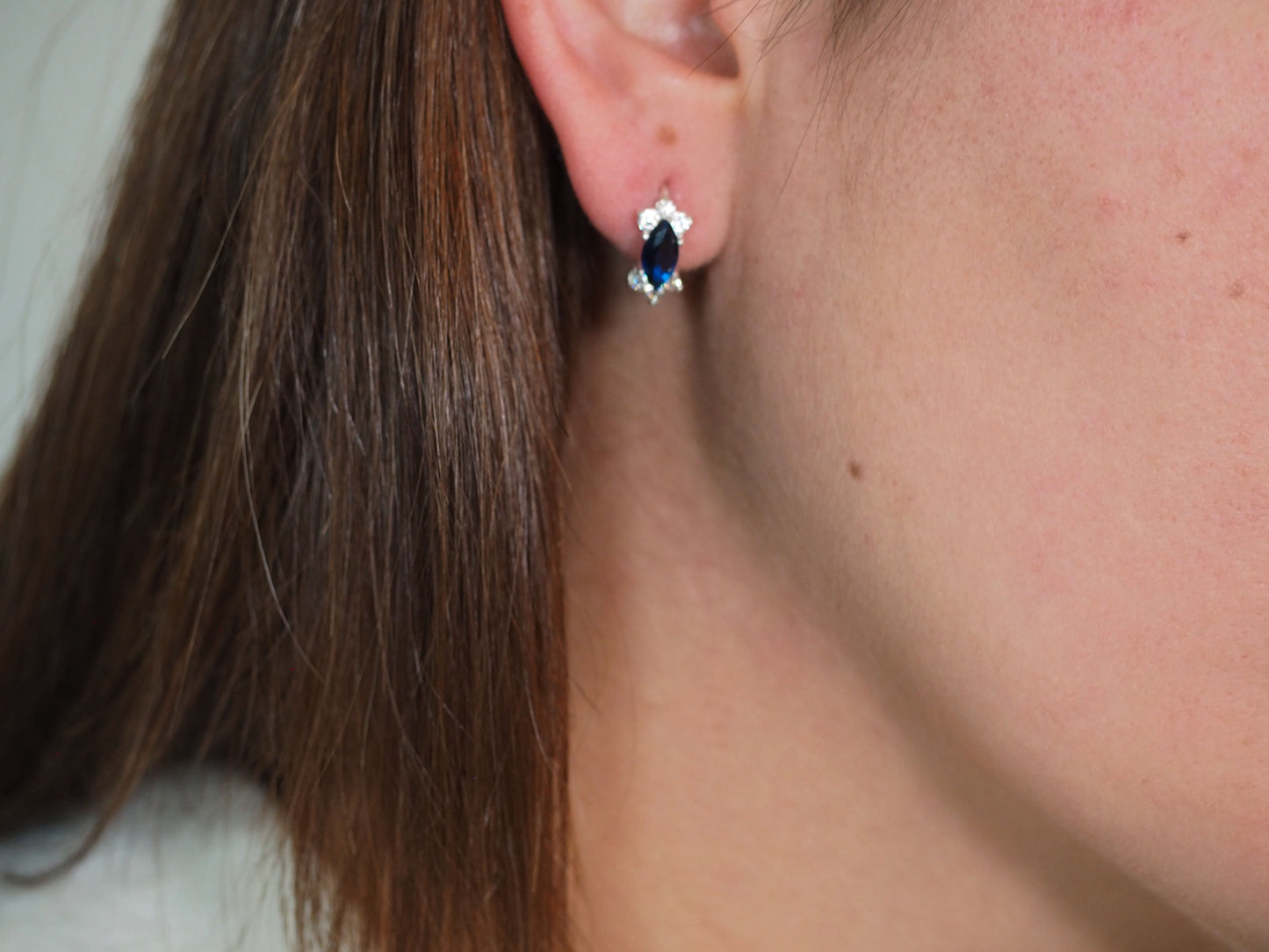 Blue Huggies with Zirconia - Sterling Silver 925