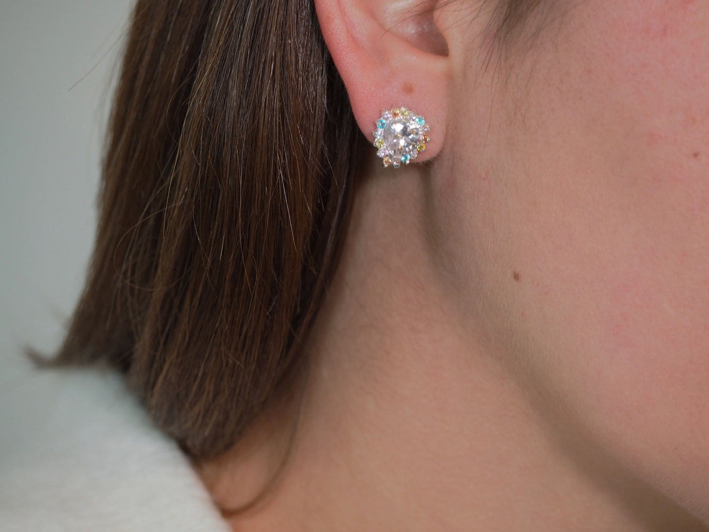 Heart Crystal Earrings - Sterling Silver 925