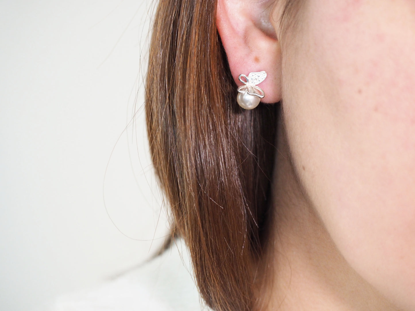 Pearl & Butterfly Earrings - Sterling Silver 925