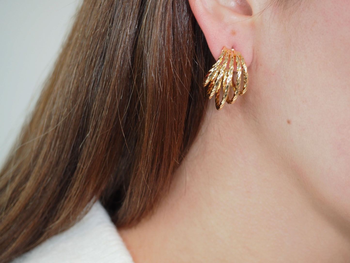 18K Gold-Plated Big Hoop Earrings with 5 Rings