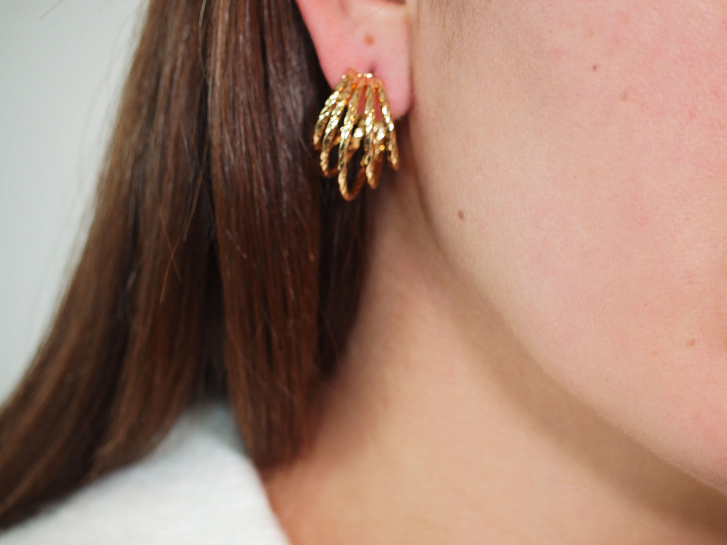 18K Gold-Plated Big Hoop Earrings with 5 Rings