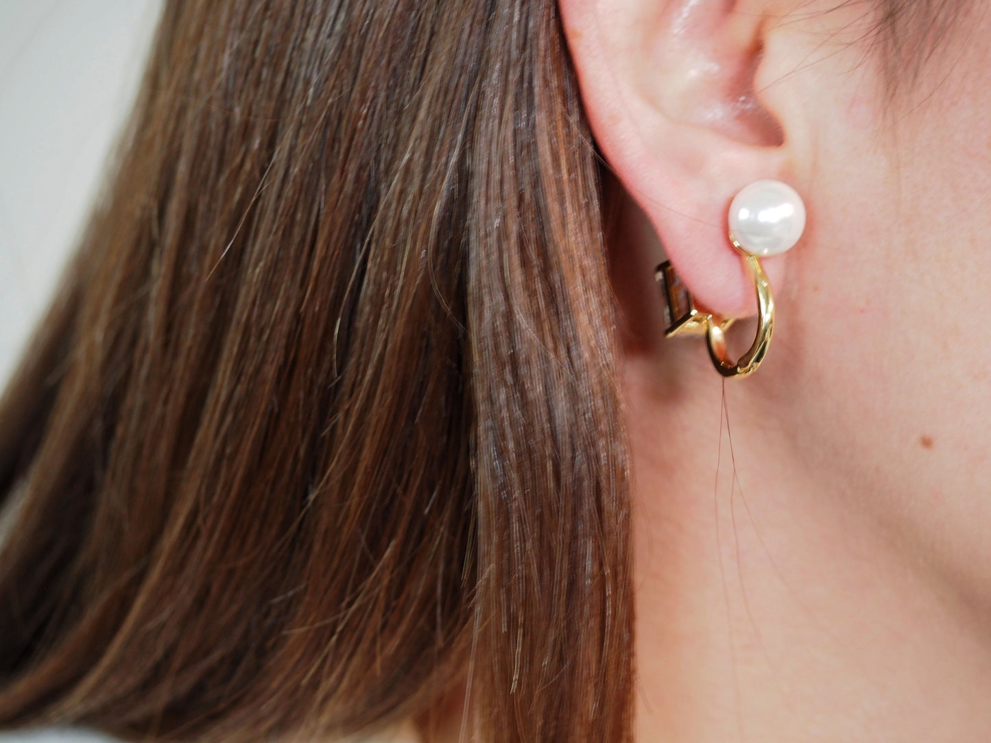 Huggies Zircon and Pearl Gold Plated 18k Earrings