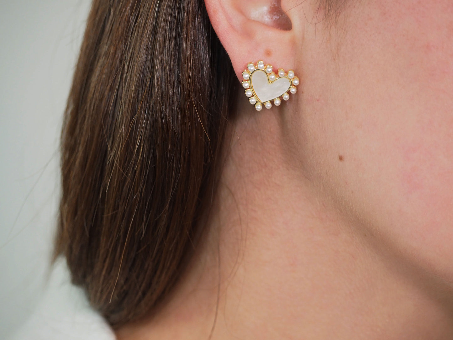 Heart Shaped Earrings with Mother of Pearl
