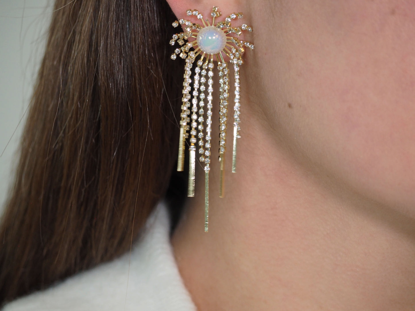Jellyfish with Zircons Earrings - Gold Plated 18k