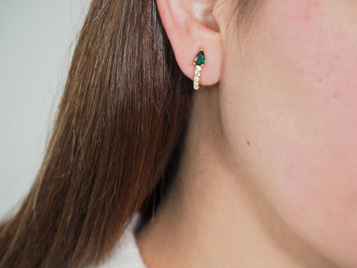 Green Zircons Huggies - Gold Plated 18k