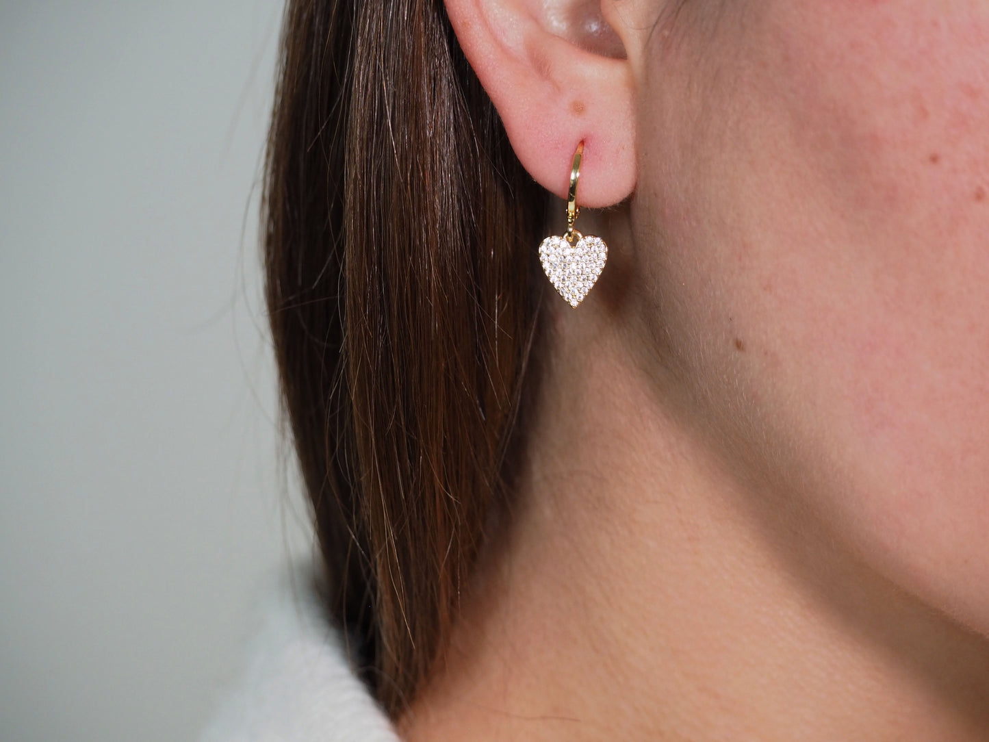 18k Gold Plated Heart Huggies with Zirconia