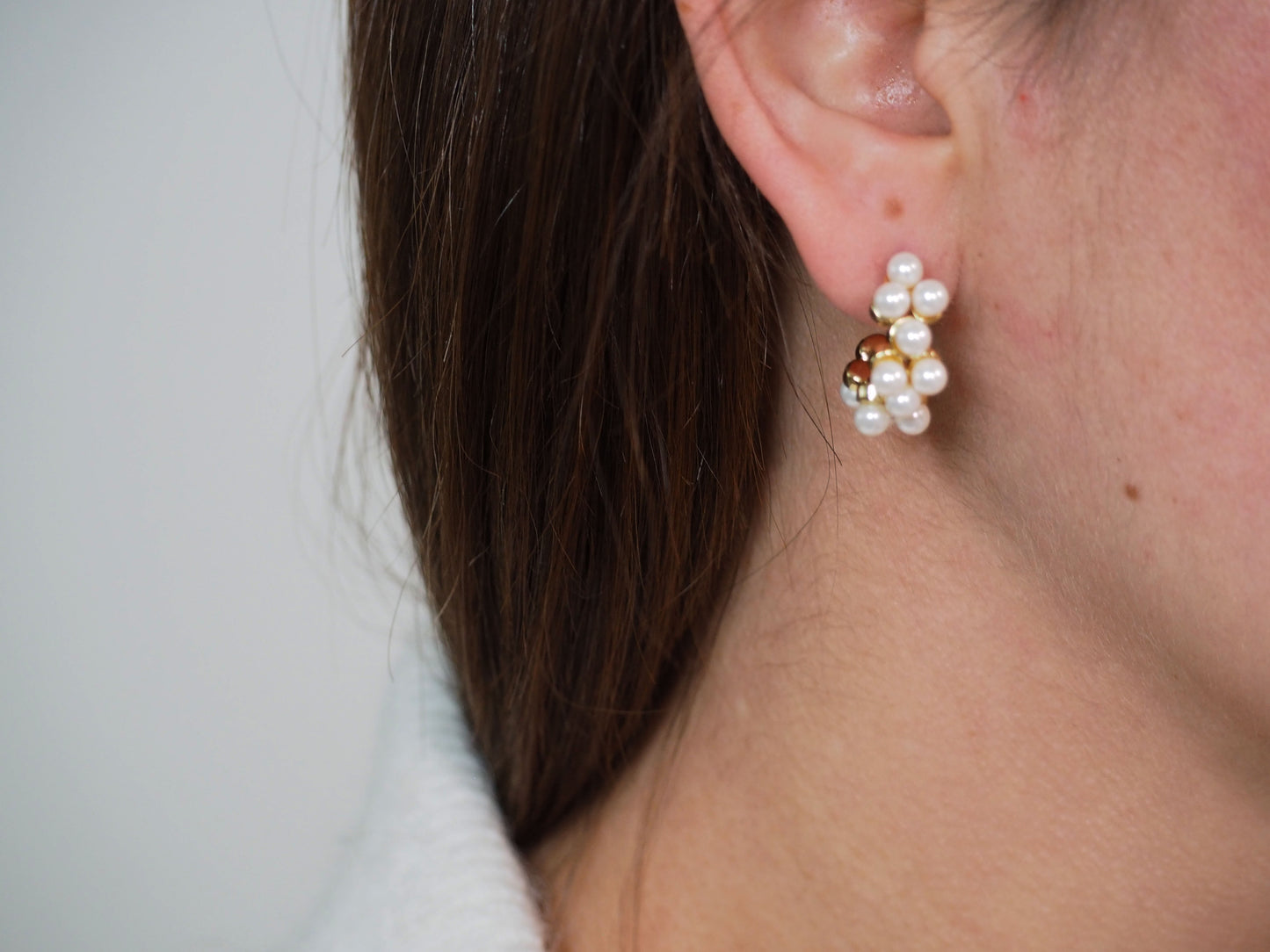 18k Gold Plated Hoop Earrings with Multi Mini Pearls